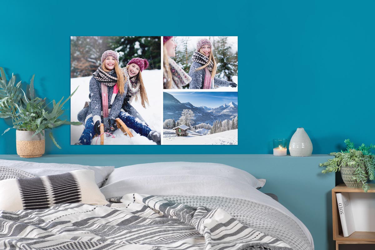 Foto-Collage mit winterlichen Motiven auf einem Pixum Wanbild